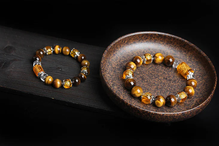 Natural Tiger Eye Stone Bracelet with Beads